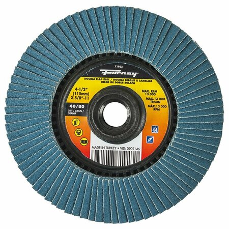 FORNEY Double Sided Flap Disc, 40/80 Grits, 4-1/2 in 71923